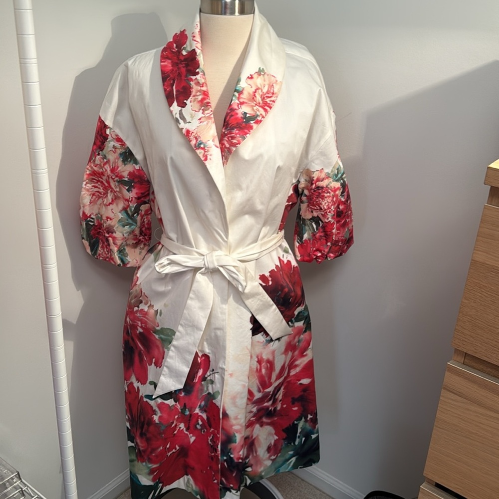 Soft Surroundings Floral Wrap Jacket - Red, Pink and White